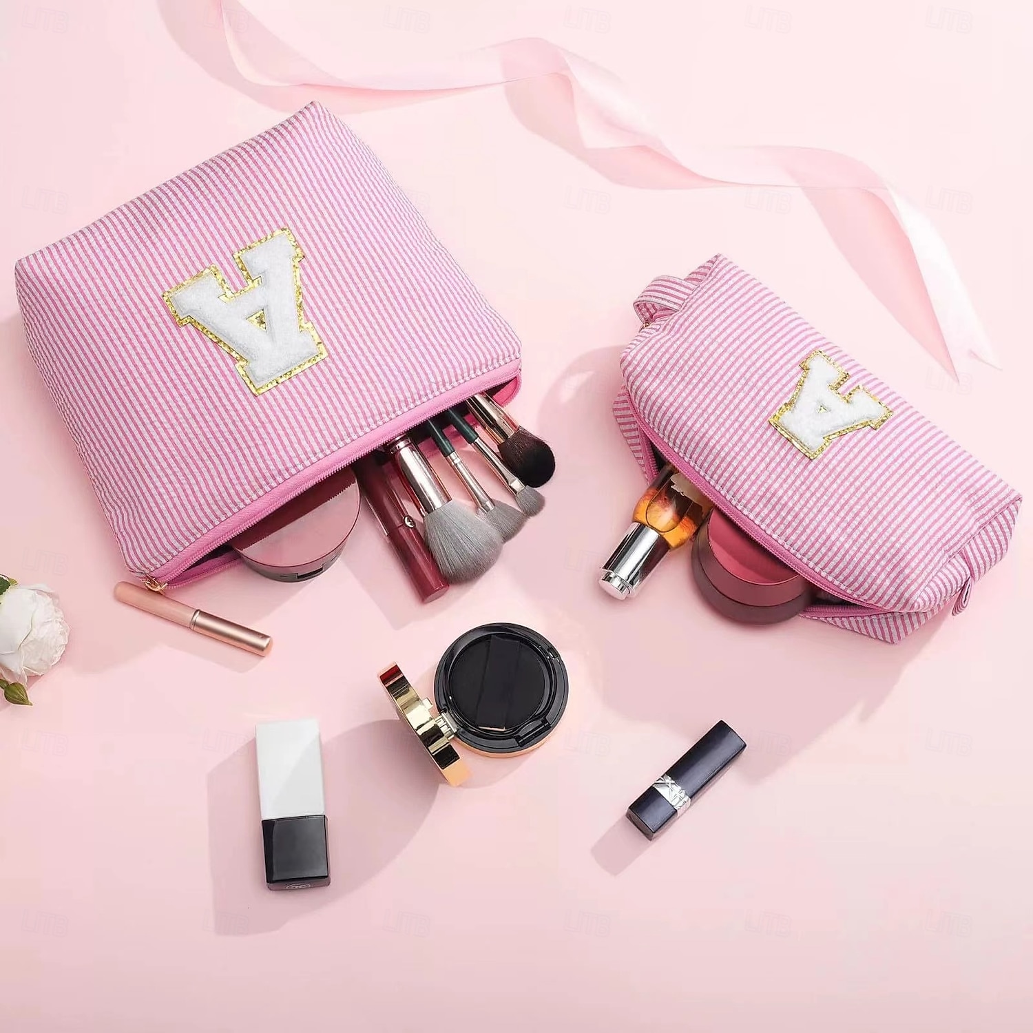 2ks personalizované počáteční taštičky na make-up pro ženy kosmetická taštička na cesty toaletní potřeby dárek pro maminku ke dni matek nezbytnosti dárky pro dívky dárek pro dospívající dívky dárky 2025 - $11.49 –P1