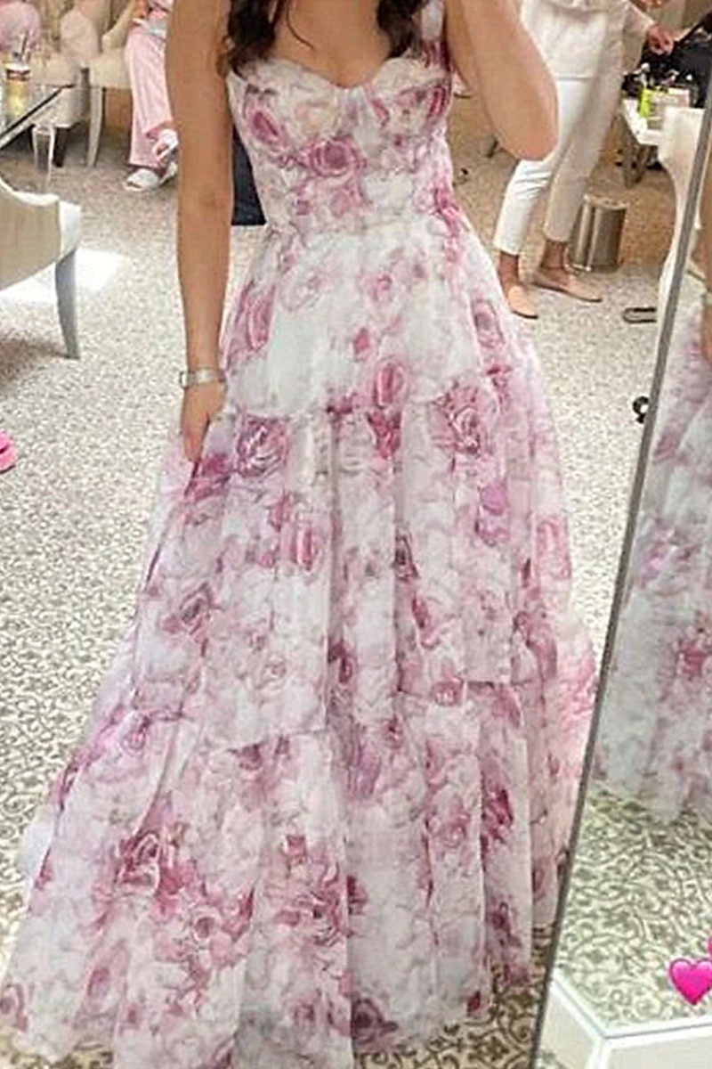 Women's Long Dress Maxi Dress Party Dress Cocktail Dress Fashion Party Special Occasion Regular Fit Flower Sleeveless Spaghetti Strap Blue Light Purple Summer 2025 - $33.99 –P9