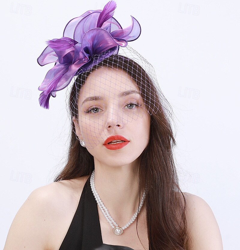 Tocados Plumas Boda Fiesta de Noche Elegante Boda Con Pluma Celada Sombreros 2025 - $17.49 –P5