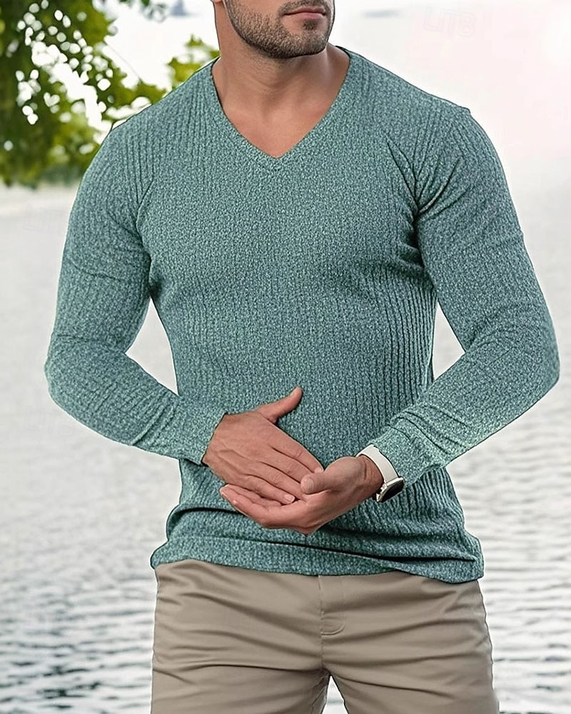 Pánské Tričko Tričko Henley Trička Tričko s krátkým rukávem Dlouhý rukáv Do V Jaro & podzim Bez vzoru Módní Designové Základní Jednoduchý Dovolená ulice Jdeme ven Černá Růžová Světle modrá Top tričko 2025 - $15.99 –P6