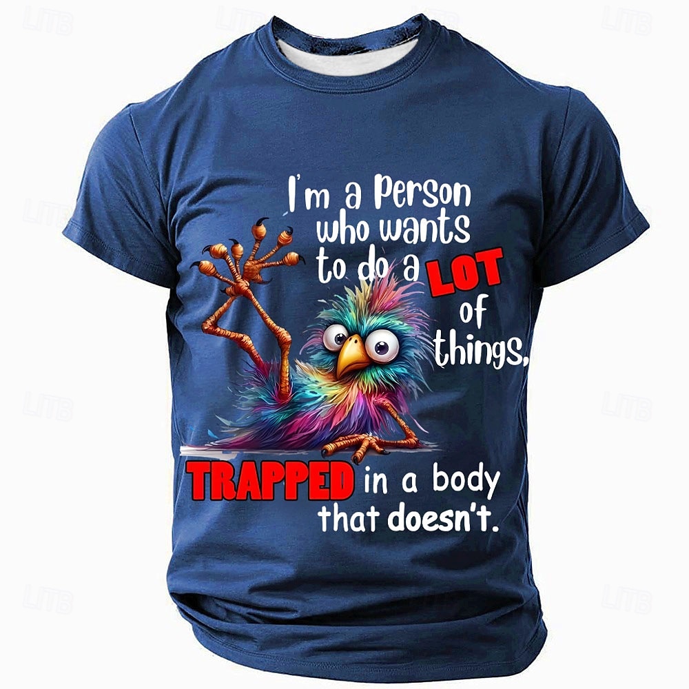Herre T skjorte Dyr Morsom Crew-hals Rund hals Klær 3D-utskrift Fest Ferie Kortermet Graphic Mote Kul Daglig Fritid 2025 - $17.99 –P2