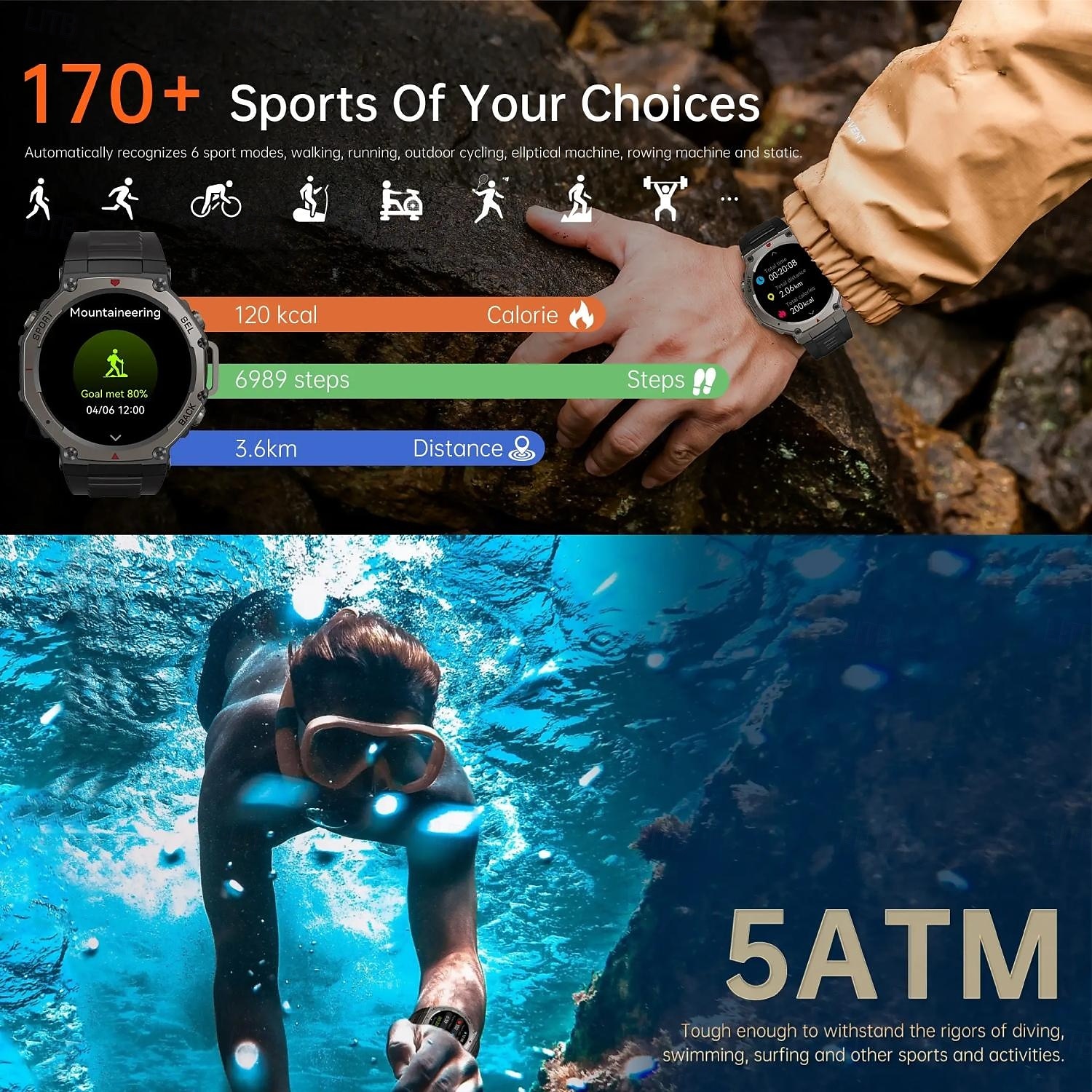 696 DM58 Chytré hodinky Sledovač fitness Monitor spánku Bluetooth Připomenutí hovoru Android i iOS Vlastní obličej 1,43 2025 - $79.99 –P7