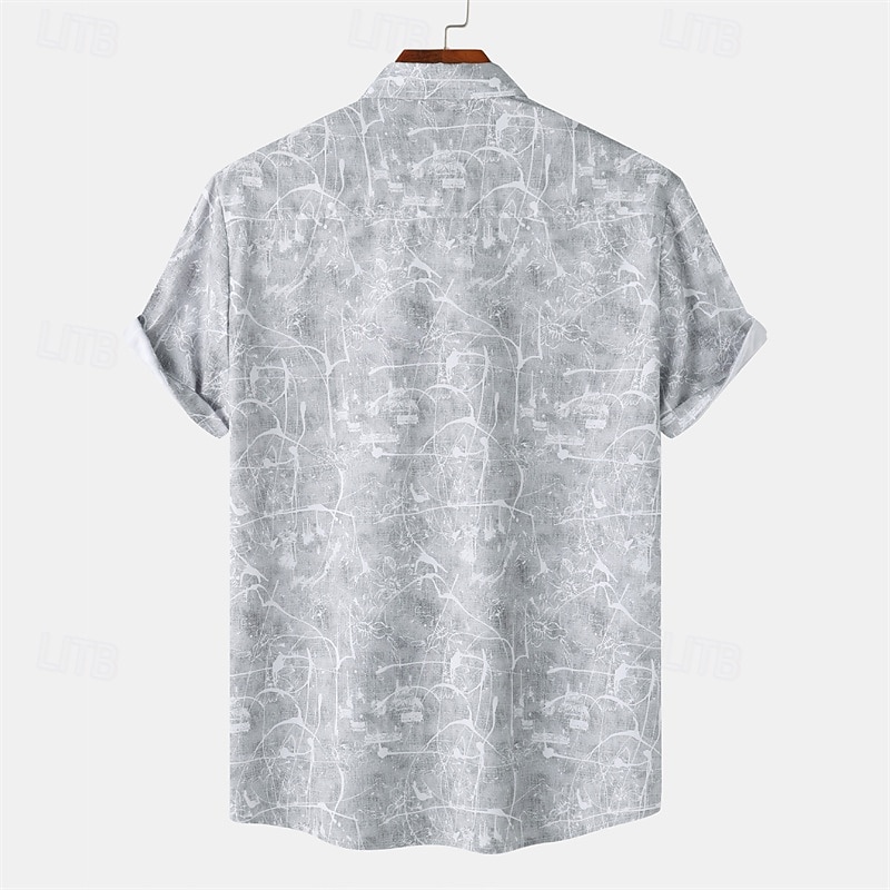Men's Shirt Summer Shirt Casual Shirt Beach Shirt Button Up Shirt Pink Blue Gray Short Sleeve Print Lapel Vacation Hawaiian Clothing Apparel Fashion Casual Comfortable 2026 - $26.99 –P9