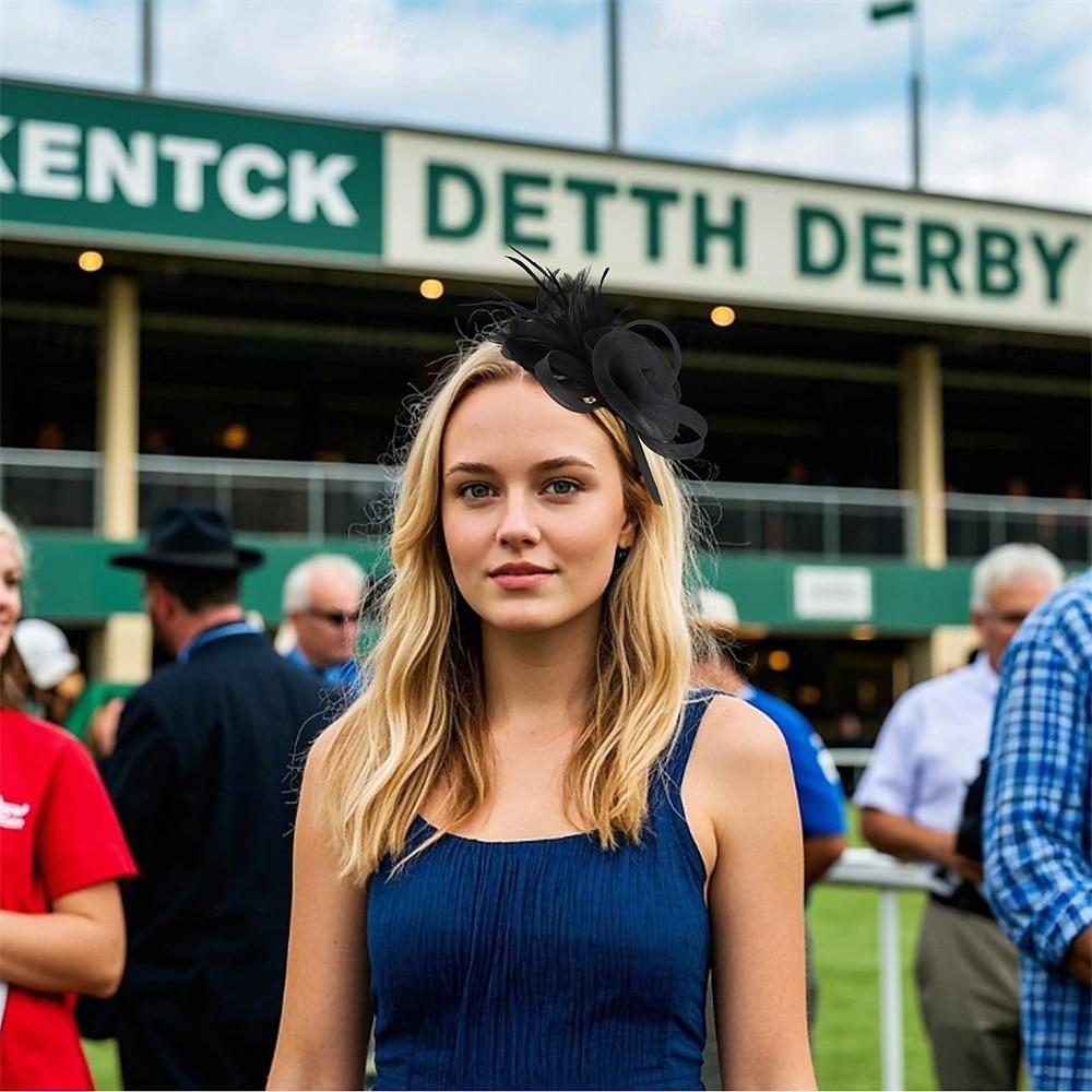 chapéus fascinators com penas para mulheres chapéus kentucky derby chapéu de igreja para festa do chá com faixa de cabeça e clipe de 2025 por $32.99 –P3
