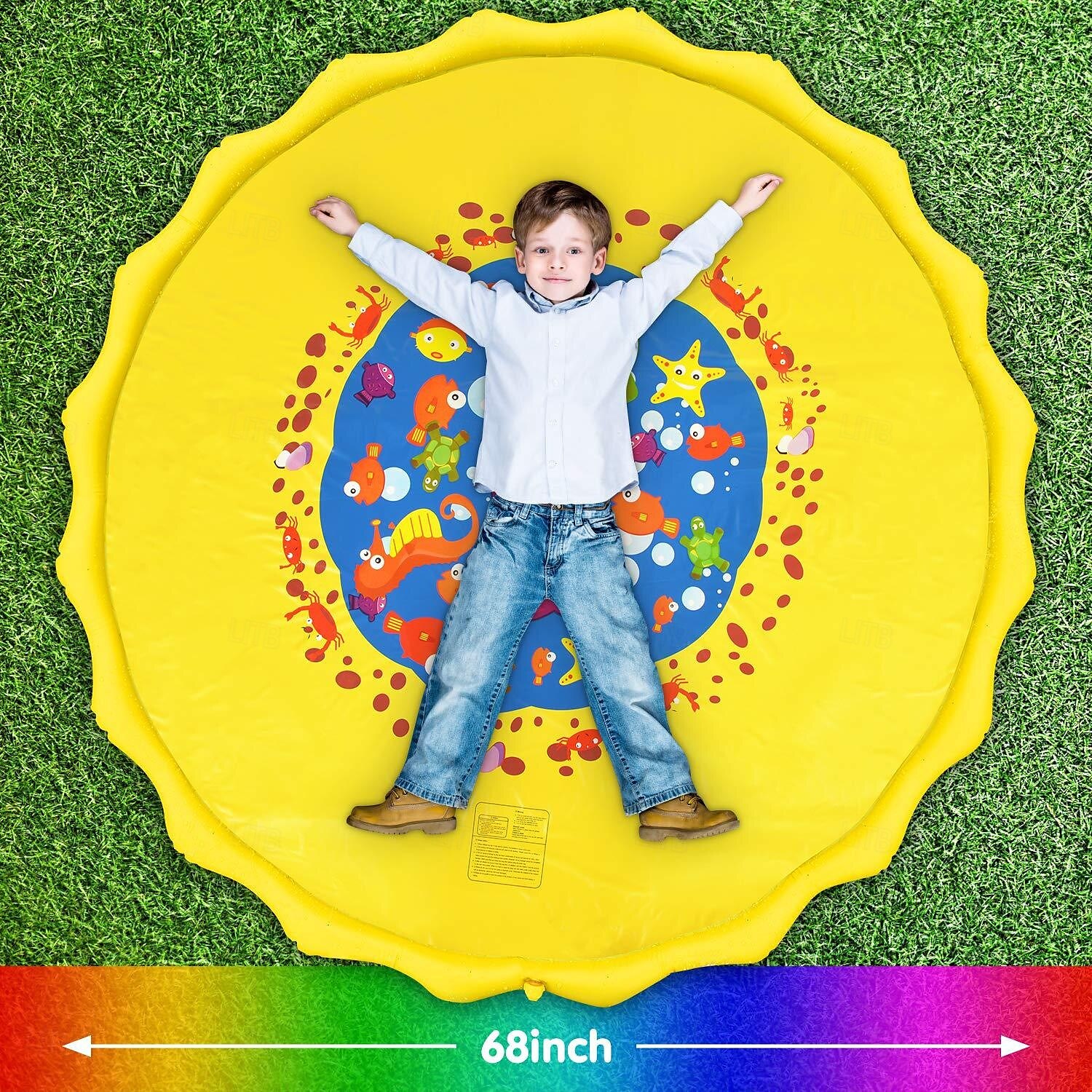 68inch Outdoor Water Play Mat Multi-Color Marine Life Design Durable PVC Splash Pad with Sprinkler Features Non-Slip & Inflatable Ideal for Lawn and Garden Fun Water Toys 2025 - $38.99 –P5