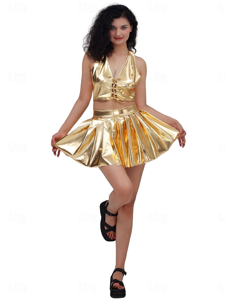 Retro 80. léta Mini Sukně Disko Lesklý latexový patent Kov Dámské předvečer Všech svatých Karneval Pride Parade Měsíc hrdosti Dospělé Sukně Léto 2025 - $18.99 –P6