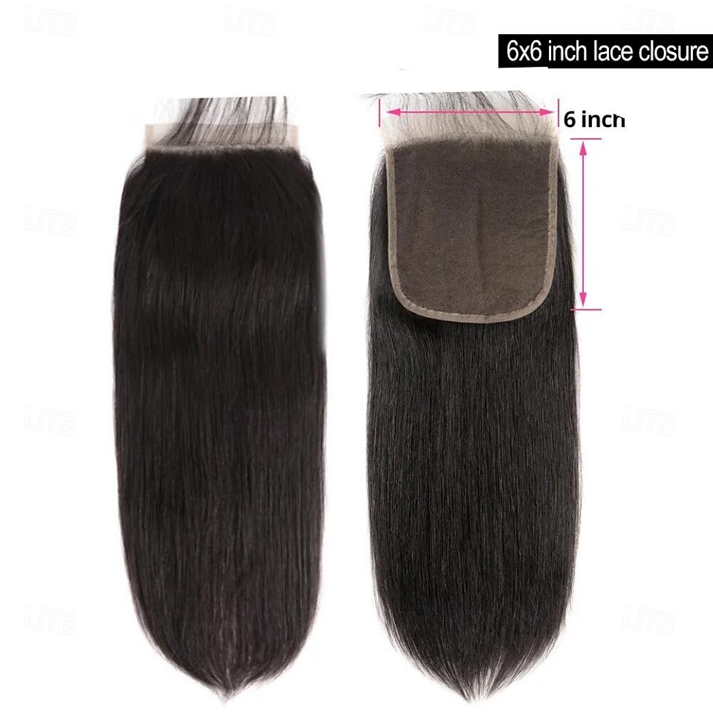 6x6 Transparent Lace Closure Human Hair straight Brazilian Remy Hair Pre Plucked With Baby Hair Natural Color Hair 2026 - $167.99 –P1