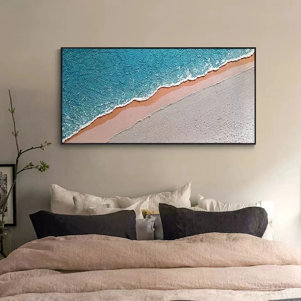 blaues Ozean-Ölgemälde, handgemaltes zeitgenössisches Indigo-Gemälde auf Leinwand, großes Kunst-Ozean-Meer-Gemälde, Fisch in der Tiefe, Wohndekor-Gemälde, 3D-Seelandschaft-Ölgemälde 2025 - $88.99 –P1