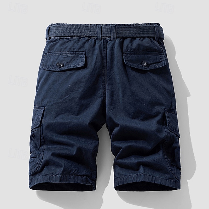 Homens Bermuda Cargo Calção Shorts de verão Cintura elástica Bolso multi Bolso com aba Tecido Conforto Vestível Comprimento do joelho Ao ar livre Esporte Diário Moda Casual Preto Azul de 2025 por $30.99 –P8