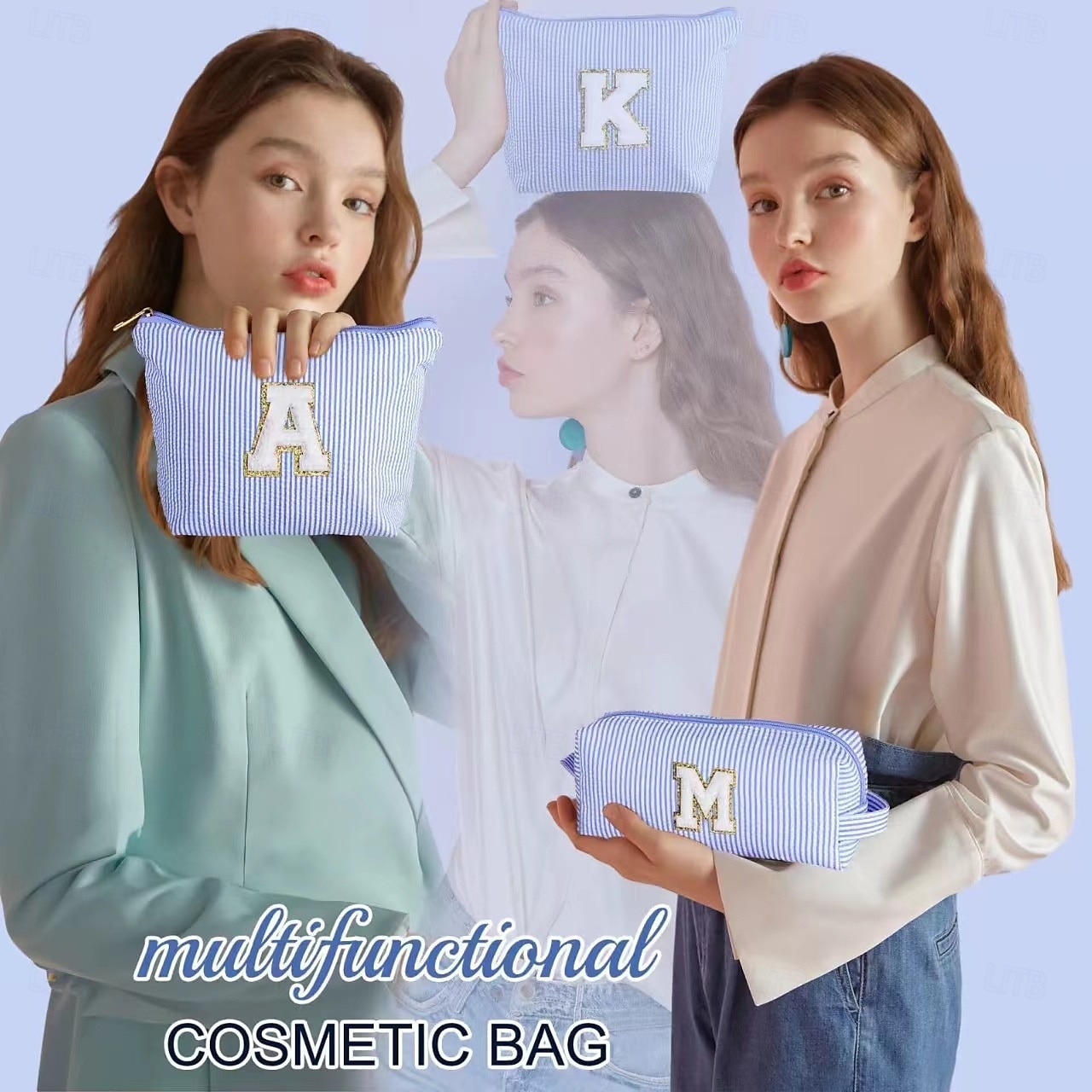 2ks personalizované počáteční taštičky na make-up pro ženy kosmetická taštička na cesty toaletní potřeby dárek pro maminku ke dni matek nezbytnosti dárky pro dívky dárek pro dospívající dívky dárky 2025 - $11.49 –P3