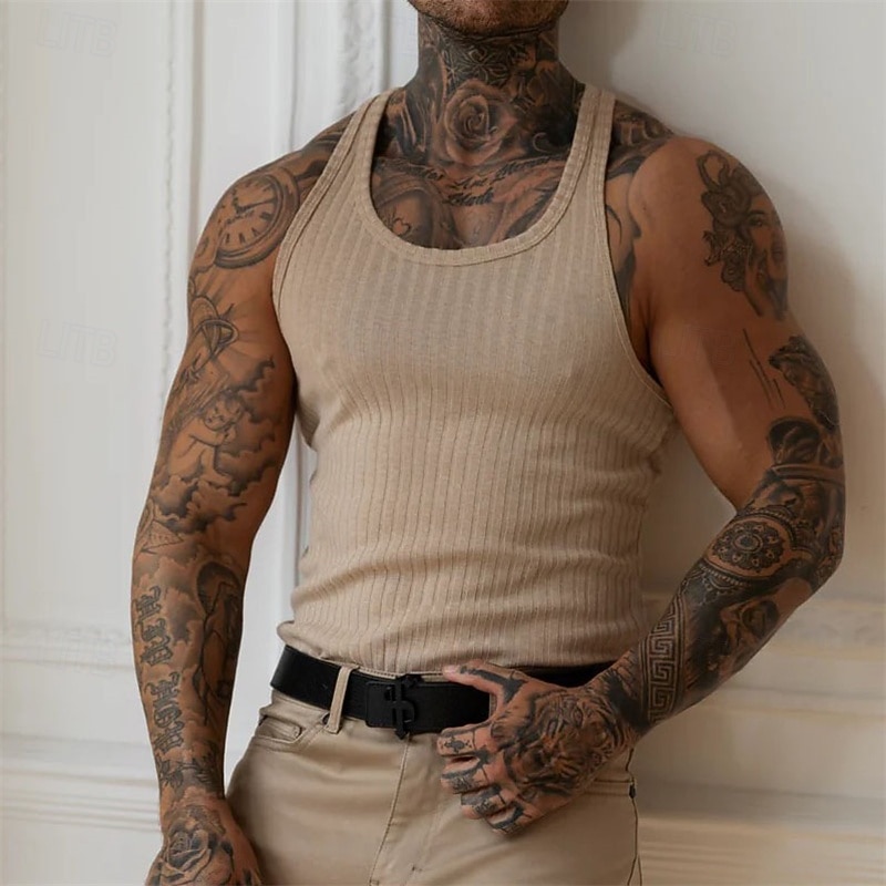 Per uomo Canotta Maglietta smanicata Canottiera Maglietta senza maniche Senza Maniche Girocollo Estate Semplice Moda Designer Vacanza Streetwear Uscire Nero Bianco Vino Maglietta Top per Uomo del 2026 a $14.49 –P1