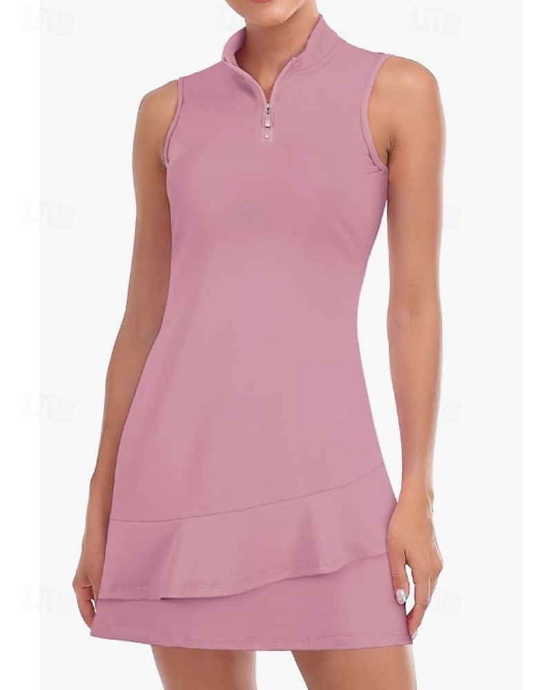 US Open Per donna Abito da tennis con pantaloncini e reggiseno incorporati Abito sportivo Senza Maniche Pieghettato Traspirante Tennis Golf Pickleball Collo con zip Tinta unita Vestito Tank Back Nero del 2025 a GBP £22 –P6