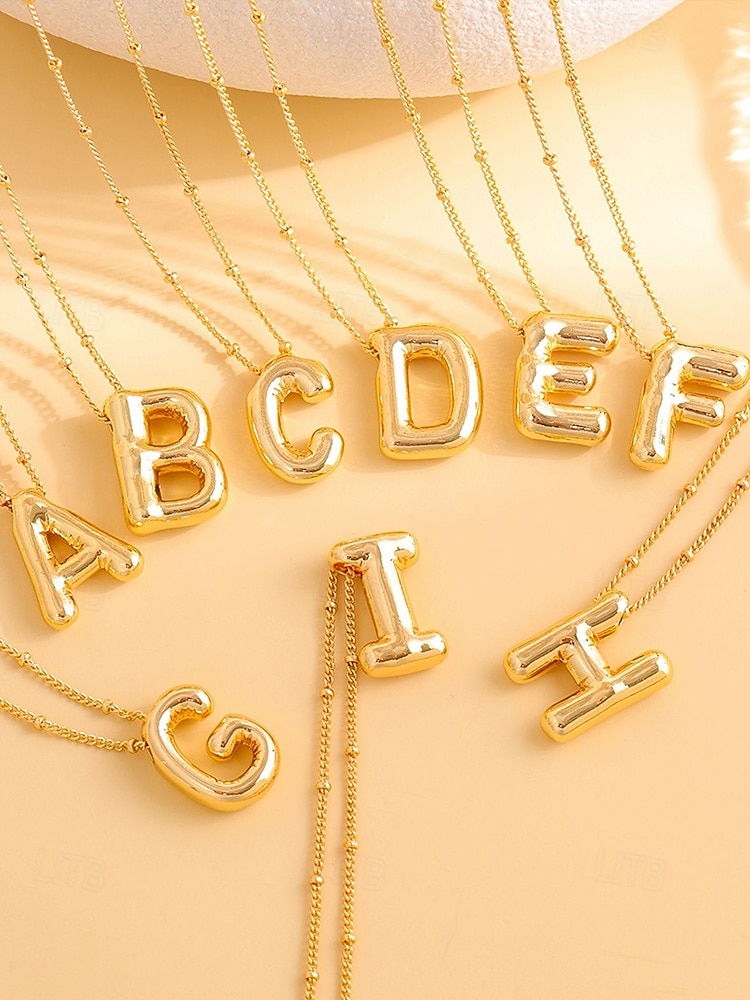 Collier pendentif lettre bulle plaqué or – bijou personnalisé avec initiales de 26 lettres de l'alphabet pour femmes et filles – style minimaliste tendance pour anniversaire, remise de diplôme ou usage quotidien de 2025 ? $11.99 –P4