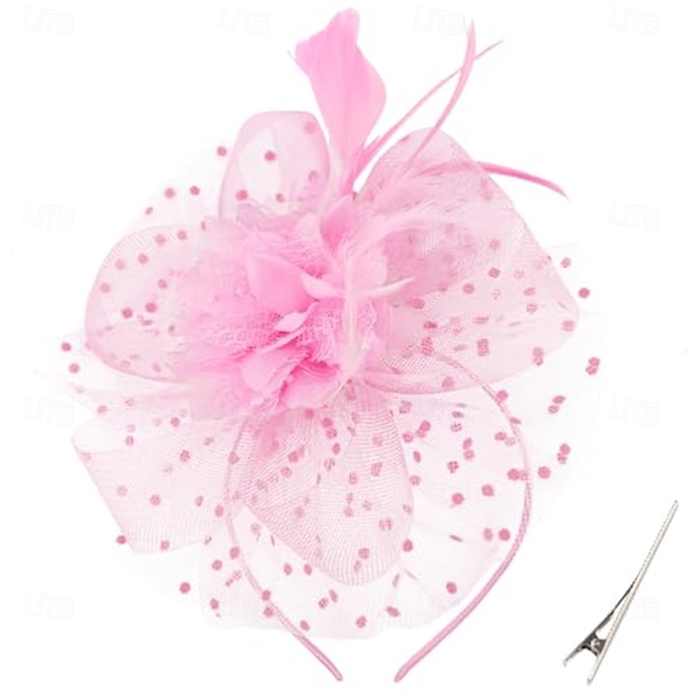 Fascinator-Hut, Feder-Stirnband, Damen-Fascinator, Teeparty-Kopfbedeckung mit Clip, Blumen-Stirnband für Mädchen &Ampere 2025 - $32.99 –P13