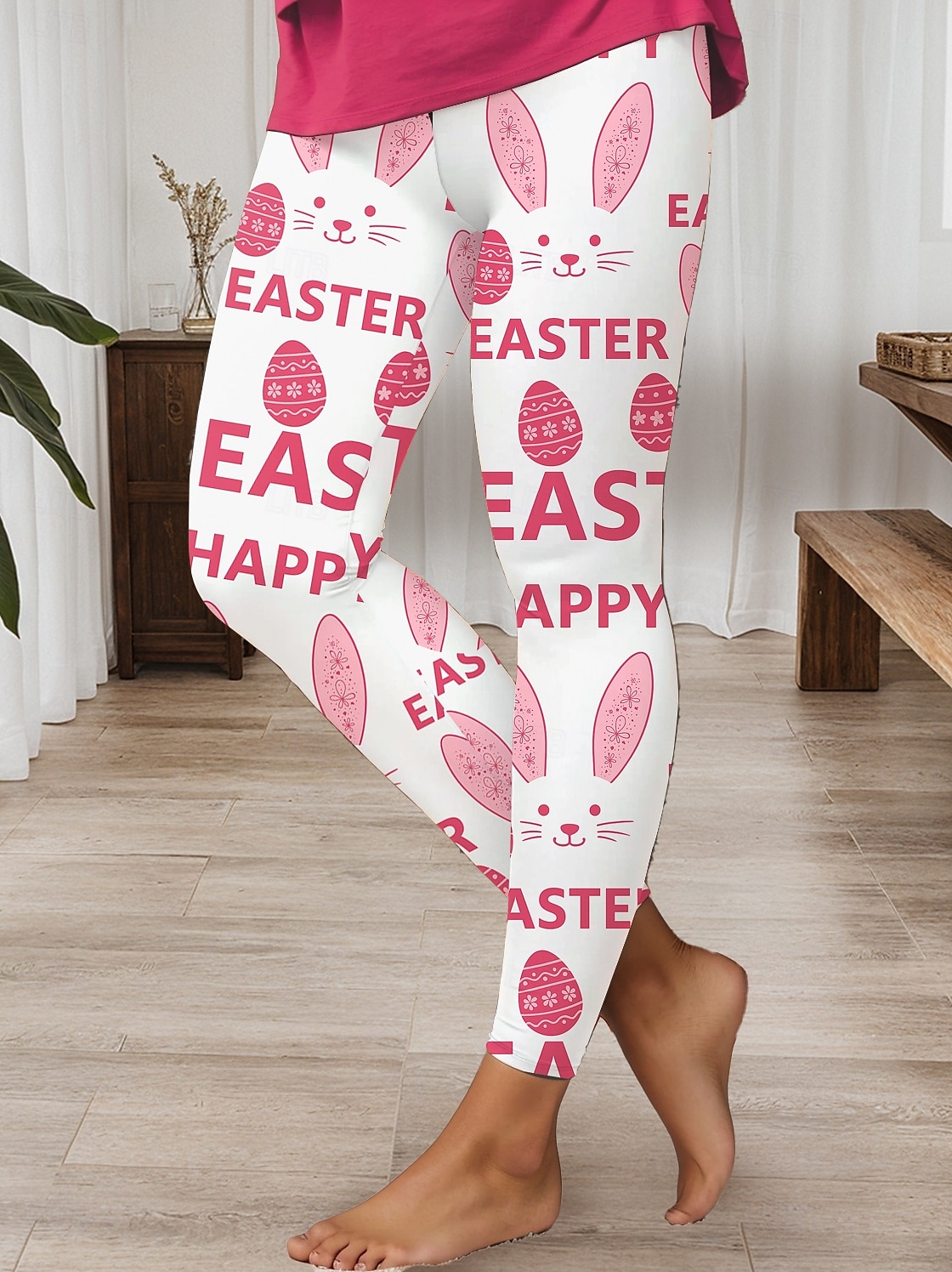 Påsk Kvinnors Leggings Byxor för Hög Midja Mage Kontroll Kaninägg Tryckt Yoga Roliga Kanin Stretchbyxor 2025 - $19.99 –P1
