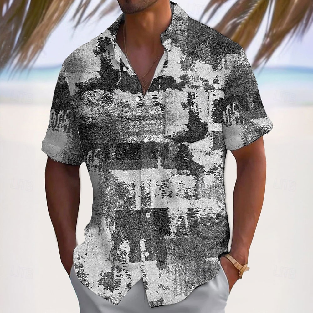 Homens Geométrica Bloco de cor Camisa Social Camisa casual camisa de botão Manga Curta Moda Casual Férias Dia a Dia Feriado Verão Primavera Aberto para a Lateral Impressão 3D camisas de colarinho Um de 2025 por $23.99 –P5