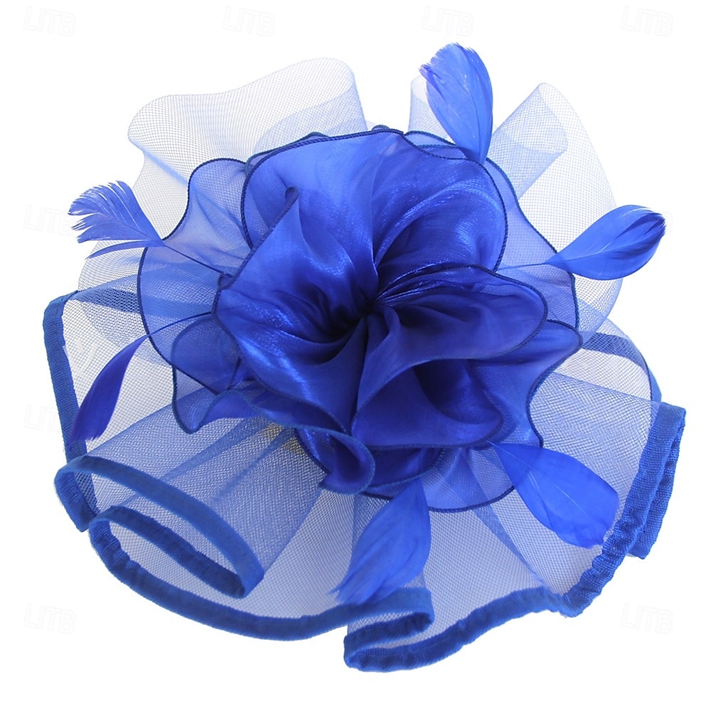 Hodeplagg Fjær Organza Fedora Hatt Bryllup Kveld Fest Te Fest Hesteløp Cocktail Vintage Sjarmerende Med Fjær Blomster Hodepryd Hodebekledning 2026 - $17.49 –P8