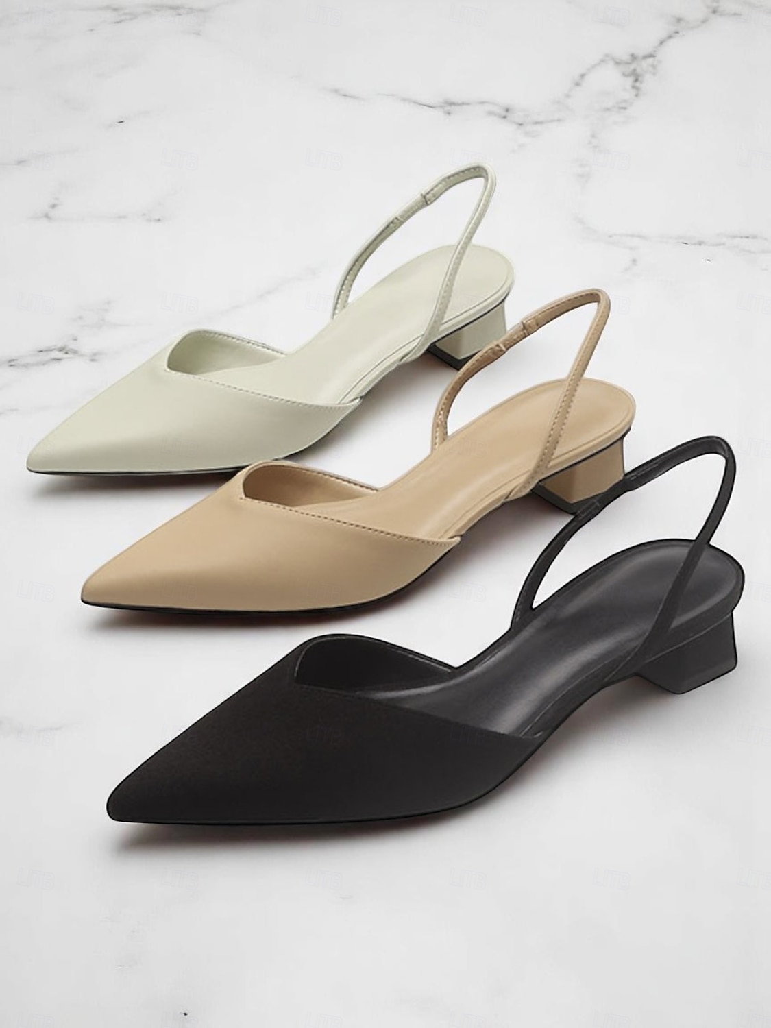 Escarpins à bride arrière et bout pointu pour femmes – talons bas en similicuir pour des occasions élégantes au bureau et en soirée de 2025 ? $26.99 –P1