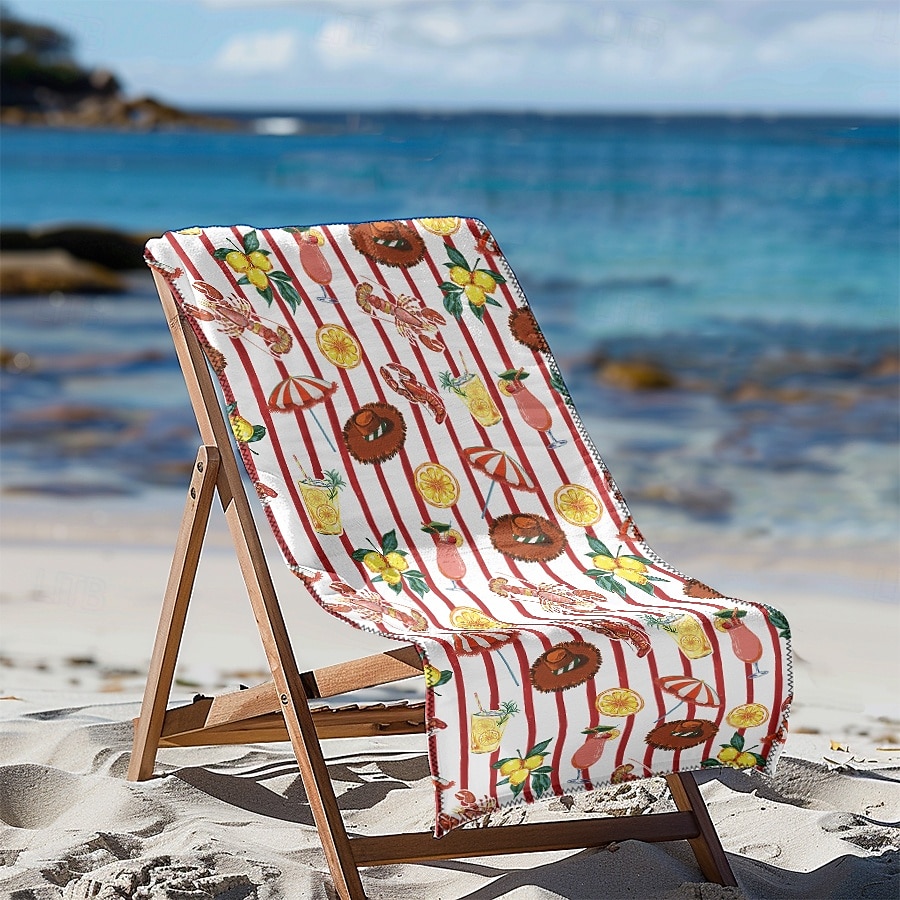 bedrucktes Strandtuch, leichte, schnelltrocknende, sandfreie Stranddecke, ideal für Reisen, Pool und den Einsatz im Freien 2025 - $10.99 –P20