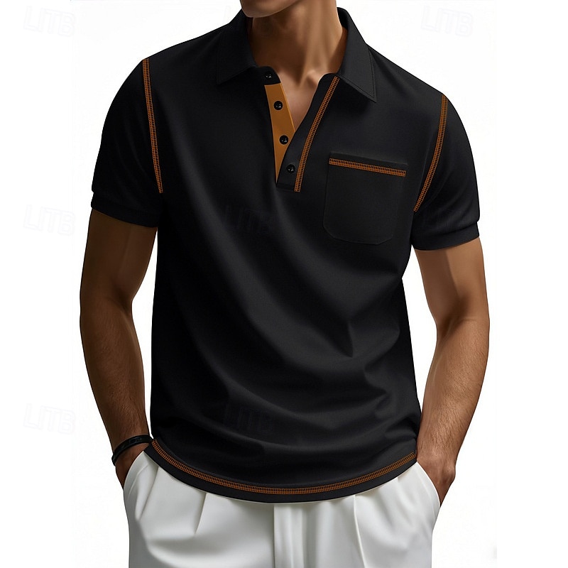 Homens Camisa de golfe Camisas Polos de Golfe Trabalho Casual Lapela Manga Curta Básico Moderno Bloco de cor Patchwork Botões Verão Normal Preto Branco Vinho Azul Marinha cáqui Verde Tropa Camisa de de 2025 por $18.99 –P11