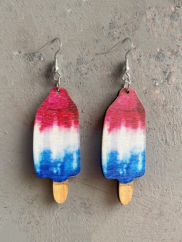 Pendientes colgantes de madera con diseño de girasol y bandera estadounidense para mujer: joyas ligeras de estilo bohemio patriótico para el Día de la Independencia, el 4 de julio, el Día de los Caídos y festivales de verano. 2025 - $7.99 –P8