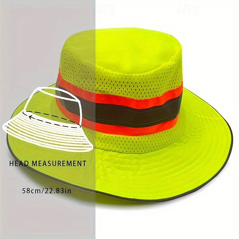 1 x winddichter fluoreszierender Fischerhut] 1 x fluoreszierender Fischerhut aus Netzgewebe mit reflektierenden Streifen, winddichter Seilschutz, leichter Sonnenschutz, Fischerhüte für Frauen, 2025 - $21.99 –P7