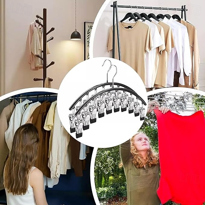 Lot de 2 cintres pour leggings, organisateur de placard, cintres pour chapeaux, pour placard, avec 10 clips, peut contenir 20 leggings, cintre pour leggings, organisateur de rangement pour pantalons, convient pour chaussettes, culottes, sous-vêtements, pa de 2026 ? $16.99 –P2