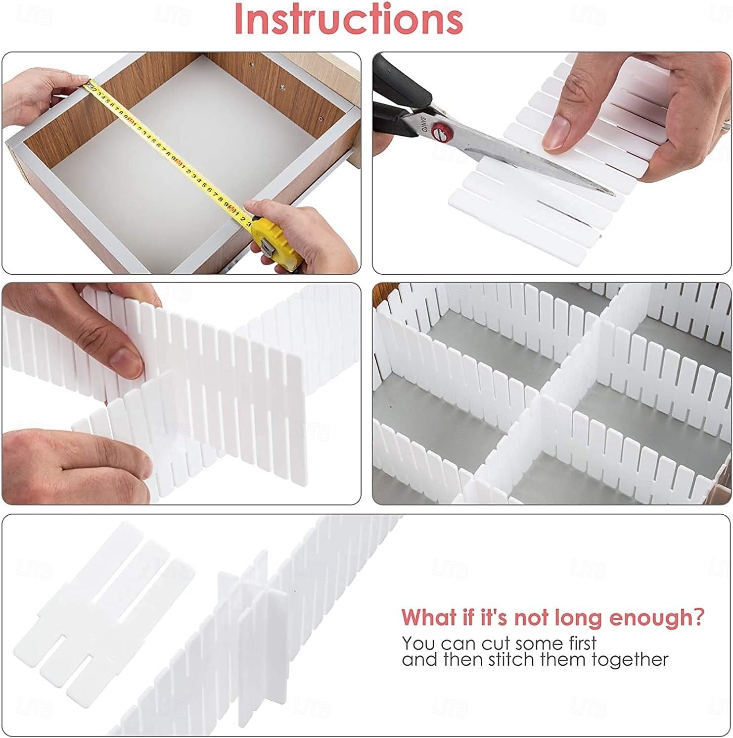 12pcs Adjustable Drawer Organizer Dividers, Plastic Drawer Separator Inserts, DIY Customizable Drawer Storage Bins for Socks, Underwear, Accessories, Closet and Office Organization 2025 - $7.49 –P4