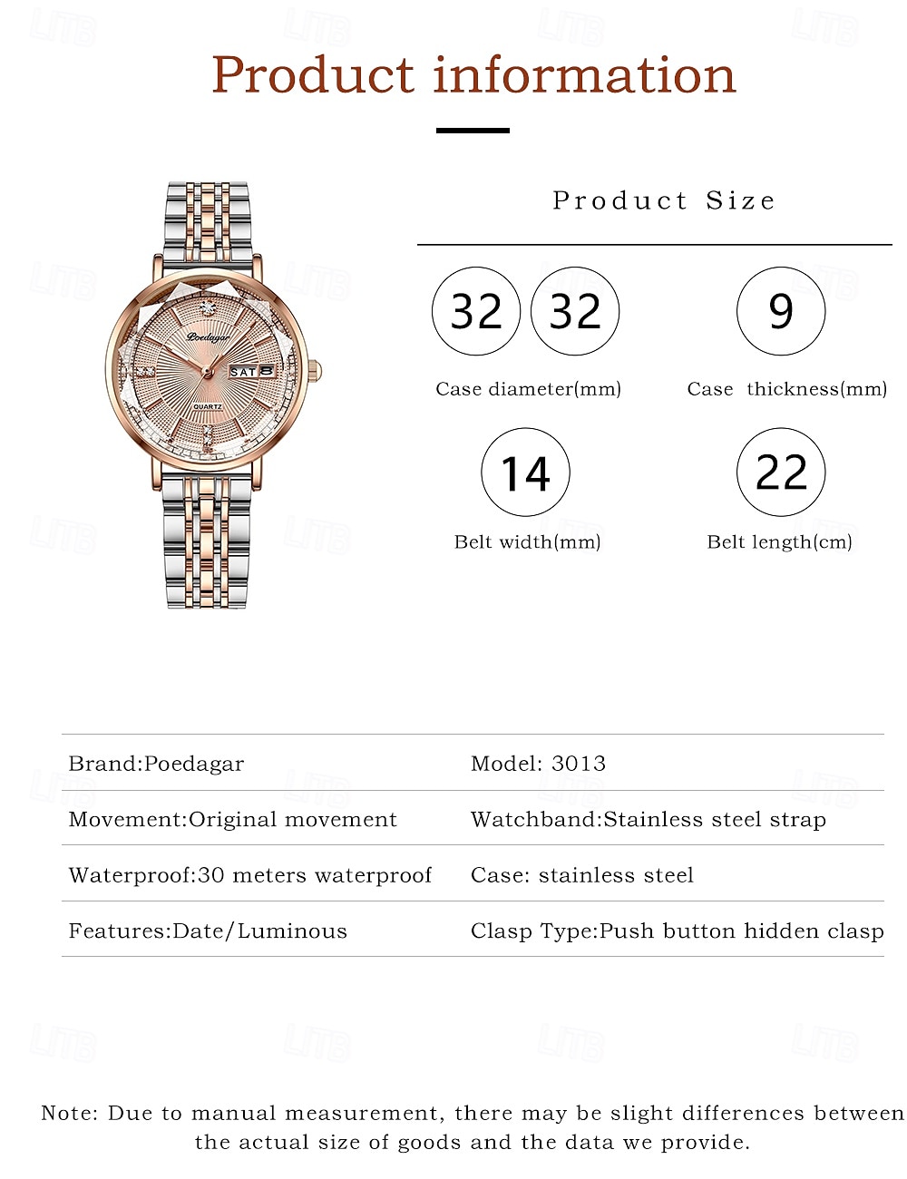 Women Quartz Watch Wrist Watch Retro Vintage Rhinestone Wristwatch Luminous Calendar Date Week Waterproof Stainless Steel Watch 2025 - $36.99 –P5