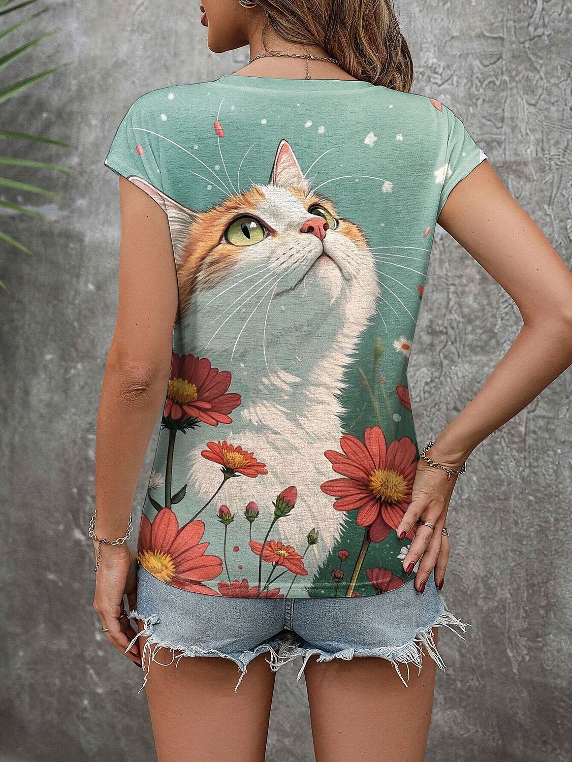 Pentru femei Camisole Tank Top Grafic Animal Pisica Epocă Stilat Casual Fără manșon În V Topuri obișnuite Zilnic Imprimeu Trifoi Vară Primăvară 2025 - AU $32.89 –P2