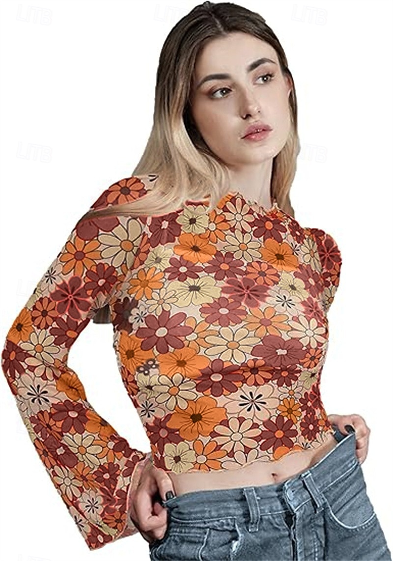 Retrò Vintage Anni '70 Disco Crop Top Hippie Stampa Per donna Giorno dei Re Mascherata Festa / Sera Parata dell'Orgoglio Mese dell'orgoglio Adulti Top del 2025 a $17.99 –P9