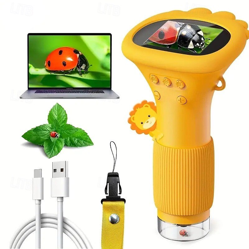 2025年 子供用ポータブル顕微鏡、ミニハンドヘルドポケットデジタル顕微鏡、子供と大人用、TFカードスロット、マクロIPSスクリーン、電子拡大鏡、子供の誕生日、クリスマスプレゼント  コレクション – $77.99 –P1