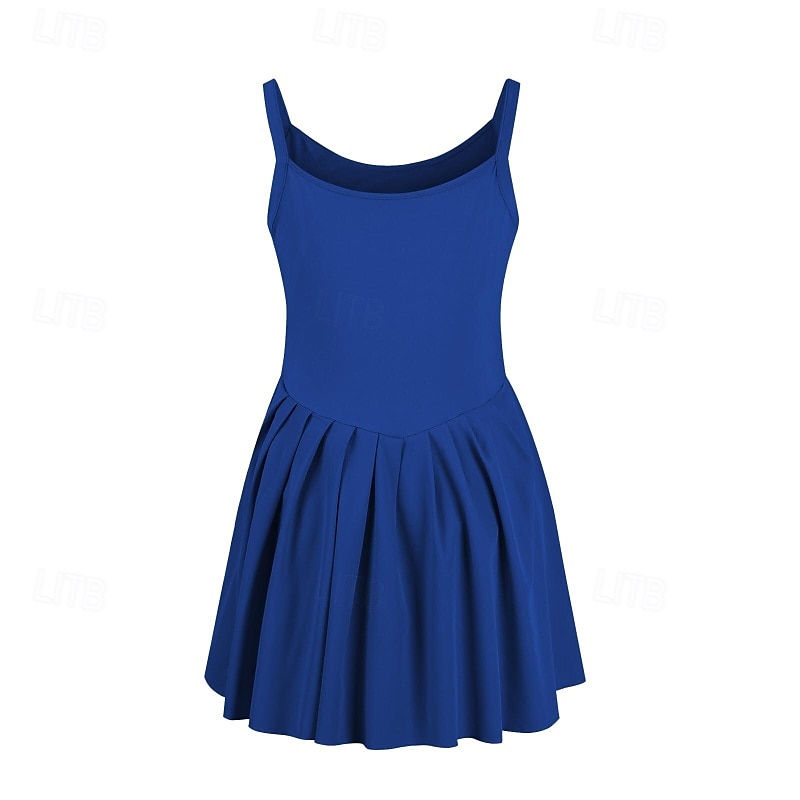 US Open Women's Tennis Dress with Shorts Sports Dress Sleeveless Pleated Breathable Tennis Golf Pickleball Square Neck Solid Colored Dress Black Blue Dark Green Tennis Clothing 2025 - $27.99 –P12