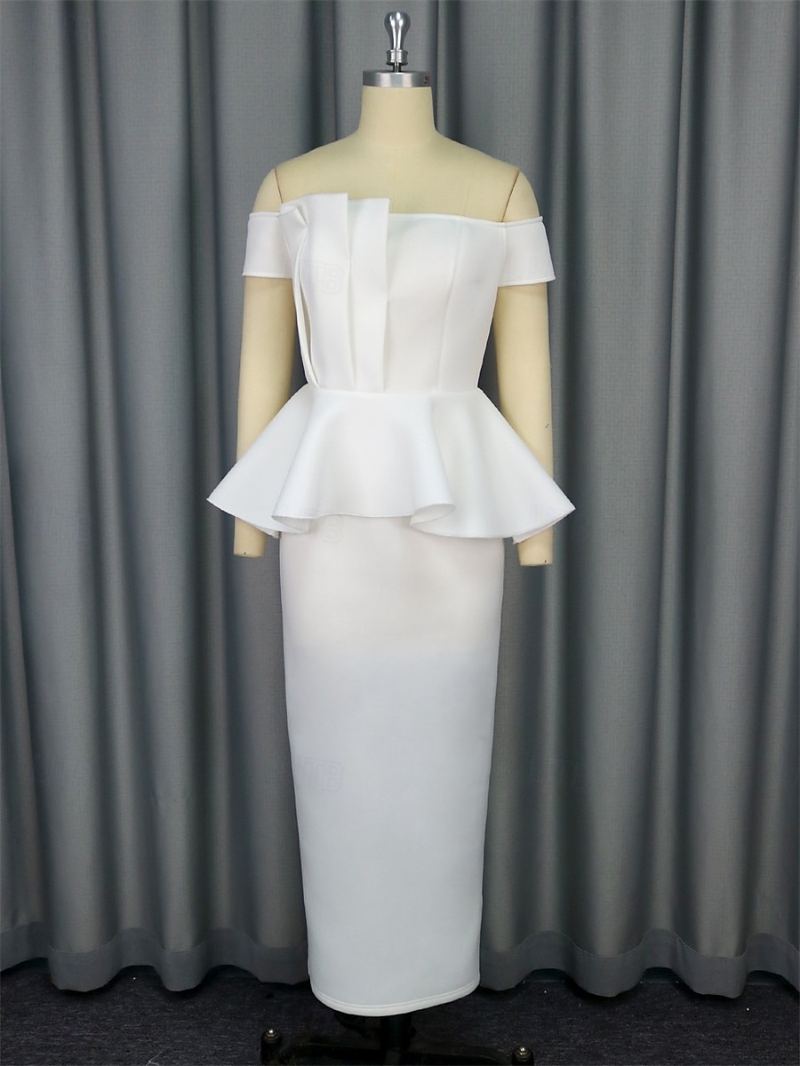 Wedding Dresses Mermaid / Trumpet Off Shoulder Sleeveless Ankle Length Satin Bridal Gowns With Solid Color 2025 - $119.99 –P9