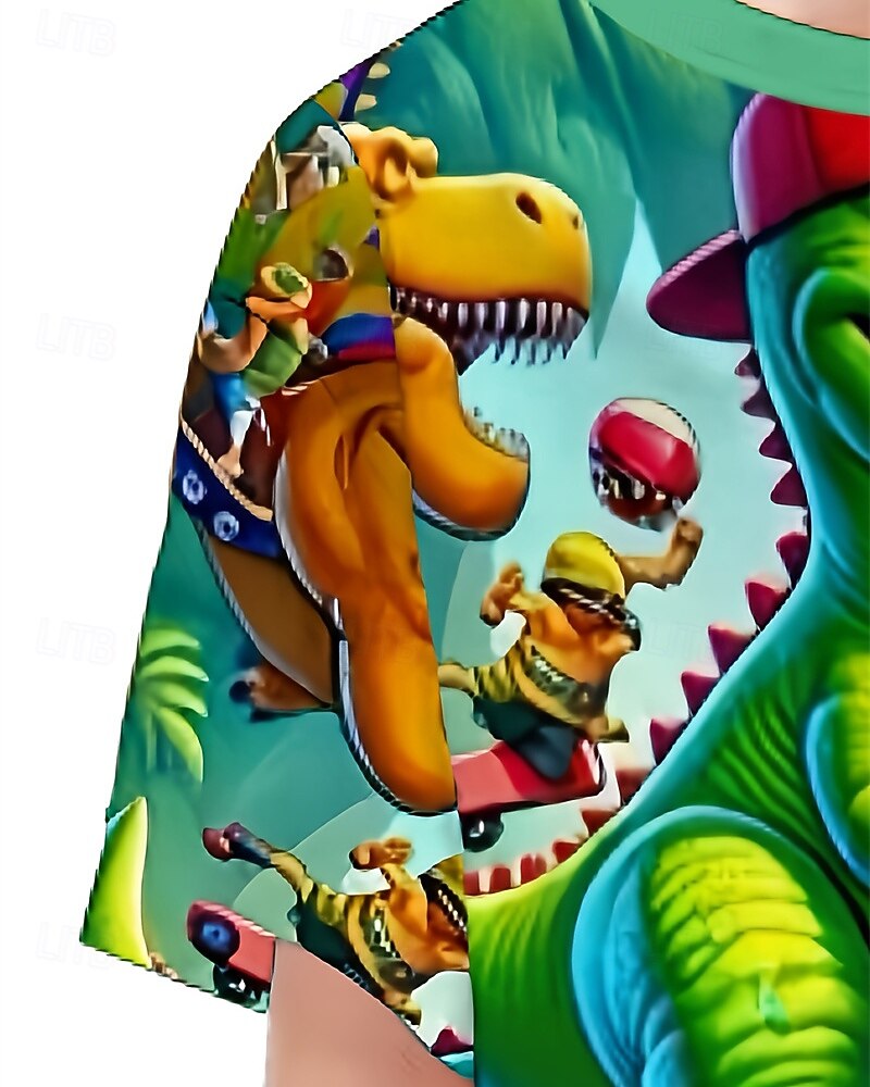 Poikien 3D Dinosaurus T-paita ja shortsit Setti Lyhythihainen Kesä Kevät Urheilu Muoti Päivittäin Lapset 4-12 vuotta Tiukka pyöreä kaula-aukko ulko- Loma Urheilu Räätälöity istuvuus 2025 - $22.99 –P4