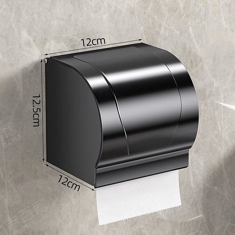 fekete WC-papír tartó multifunkcionális fürdőszobai polccal 3 stílusú alumínium falra szerelhető - 1 db 2025 - $30.99 –P6