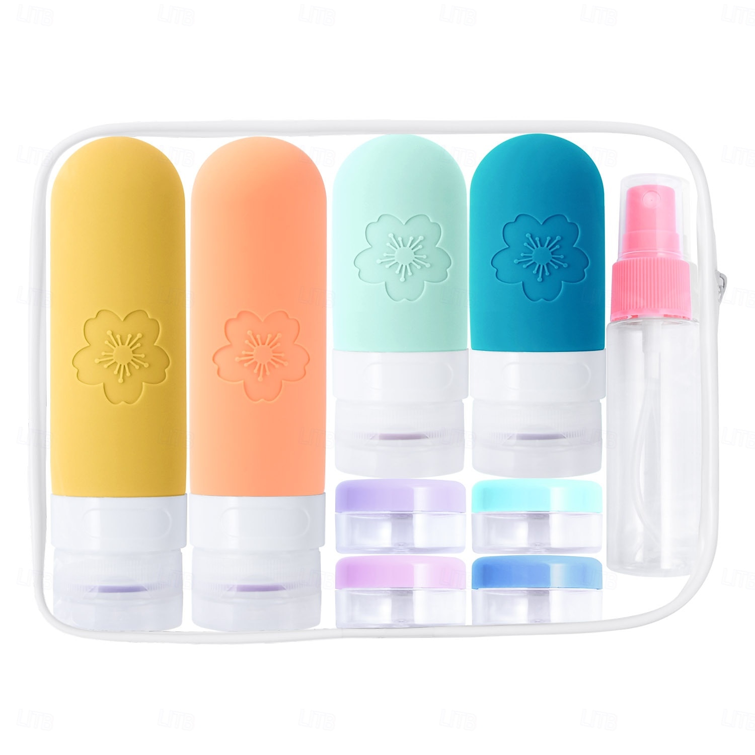 Paquete de 17 botellas de viaje para artículos de tocador, contenedores de viaje de silicona aprobados por la TSA, a prueba de fugas, recargables, accesorios de viaje para champú, acondicionador, 2025 - $11.49 –P2