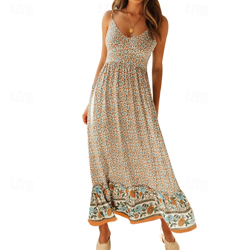 Femmes Robe Midi Robe Fleurie Robe Nuisette Robe Imprimée Classique Moderne Vacances Quotidien Sortir Coupe régulière Fleur Sans manches Bretelles spaghetti Jaune clair Noir Rouge Été de 2025 ? $24.99 –P6