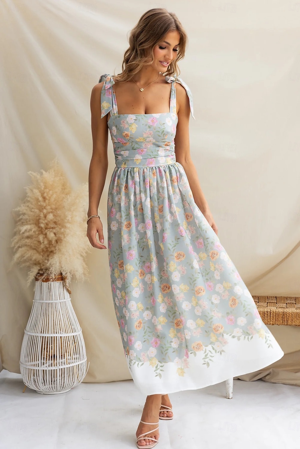 Retró 1950-es Rockabilly Maxi Ruhák Flare ruha Cottagecore Virágos Női Vakáció Hazaérkezés Buli és este Felnőttek Ruha Nyár 2025 - $35.99 –P6