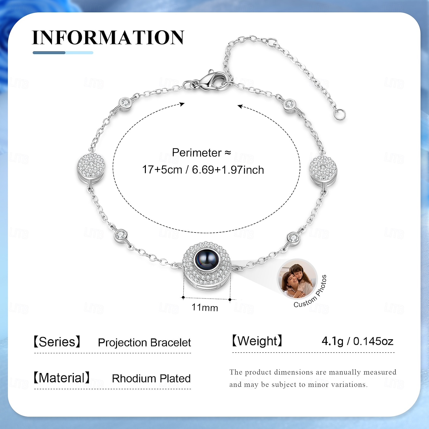 Pulseira de projeção de fotos personalizada, o melhor presente personalizado para ela, joias de luz e sombra – dia das mães, dia dos namorados, natal, aniversário, presente de aniversário para mãe, de 2025 por $33.99 –P2