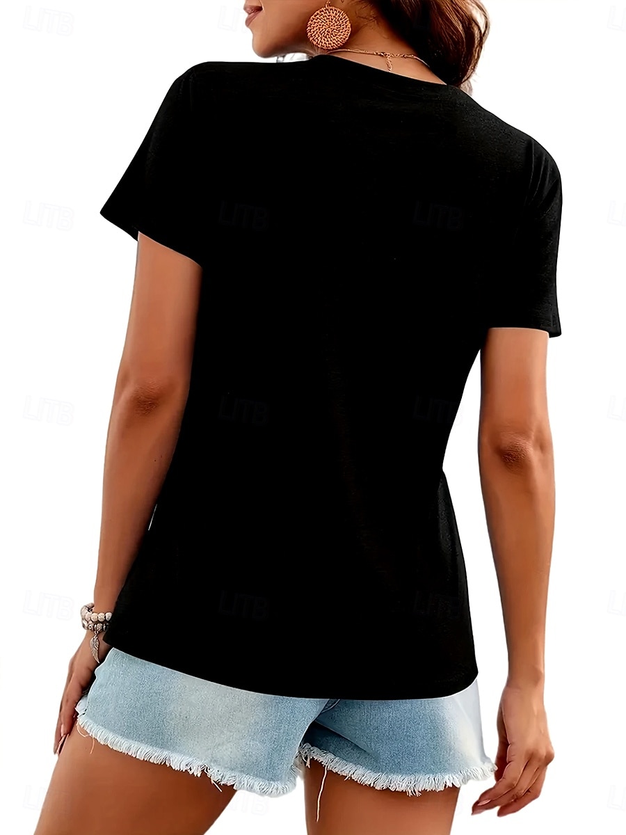 Femmes T-shirt Fleuri Graphique Plantes ancien Élégant Classique Manche Courte Col en V Hauts Réguliers Quotidien Week-end Imprimé Noir Gris Été Printemps de 2025 ? $19.99 –P6