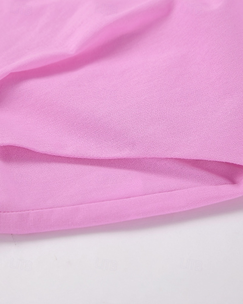 Women's Active Basic Cotton Linen Sets Vest Pants Sets Sleeveless Shirt Collar Solid Color Dubbele Rij Knopen Outdoor Date Pink Blue Summer Regular Fit 2025 - $36.99 –P16