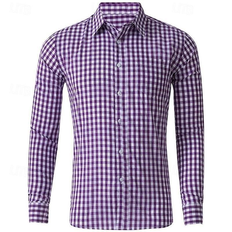 Herren Hemd Lässiges Hemd Knopfhemd Karierte Hemden Hellgrünkaffee Schwarz Rosa Rote Blau Langarm Plaid / Karomuster Kargen Urlaub Strasse Bedruckt Bekleidung Polyester Modisch Freizeit Hawaiihemd 2025 - $8.99 –P10