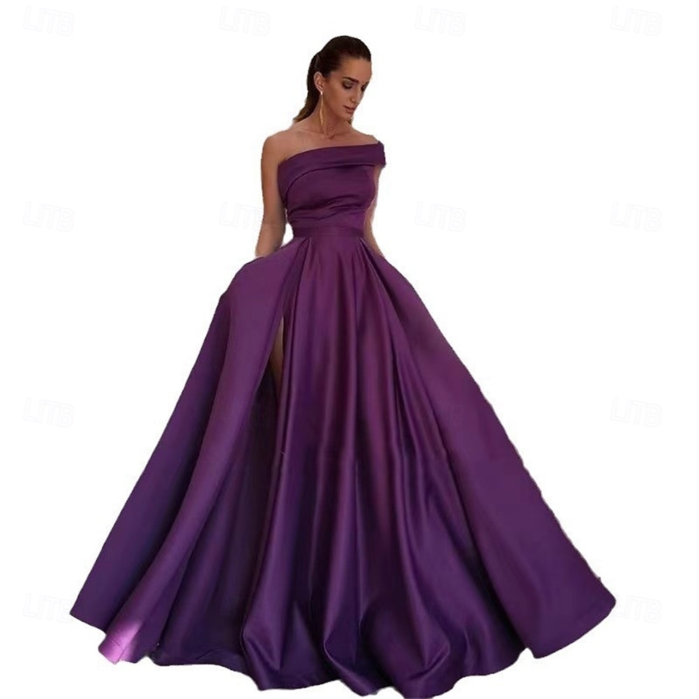 Rochii de Quinceanera Tip A-Line Rochie Elegantă pentru Nuntă Invitată Lungime Până la Podea Fără Mâneci Cu Un Singur Umăr din Poliester Fără Spate cu Fendă 2025 - $89.99 –P4