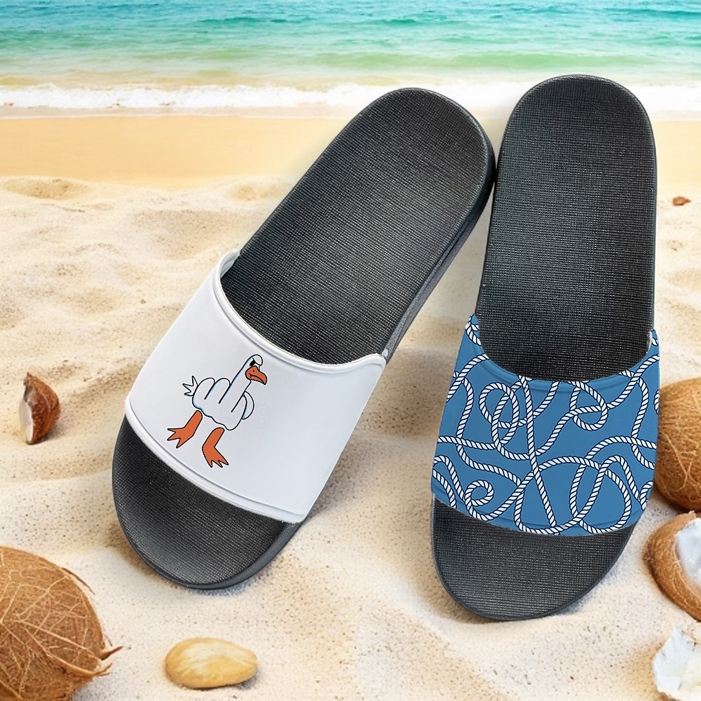 Męskie Pantofle Drukuj buty Druk 3D Kapcie na zewnątrz Kapcie plażowe Codzienny Styl plażowy Codzienny Plaża Polichlorek winylu Wodoodporny Wygodny Niepoślizgowy / a Czarny i biały Zielony 2025 - $24.99 –P4