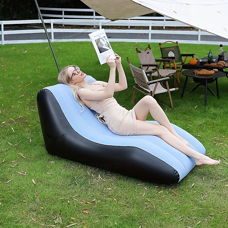 2025年 ポンプ内蔵のインフレータブルソファベッド - 屋内/屋外での使用に適した、厚手のクッション付きリクライニングチェア。耐荷重330ポンド。電気不要。ミックスカラー。  コレクション – $88.99 –P9