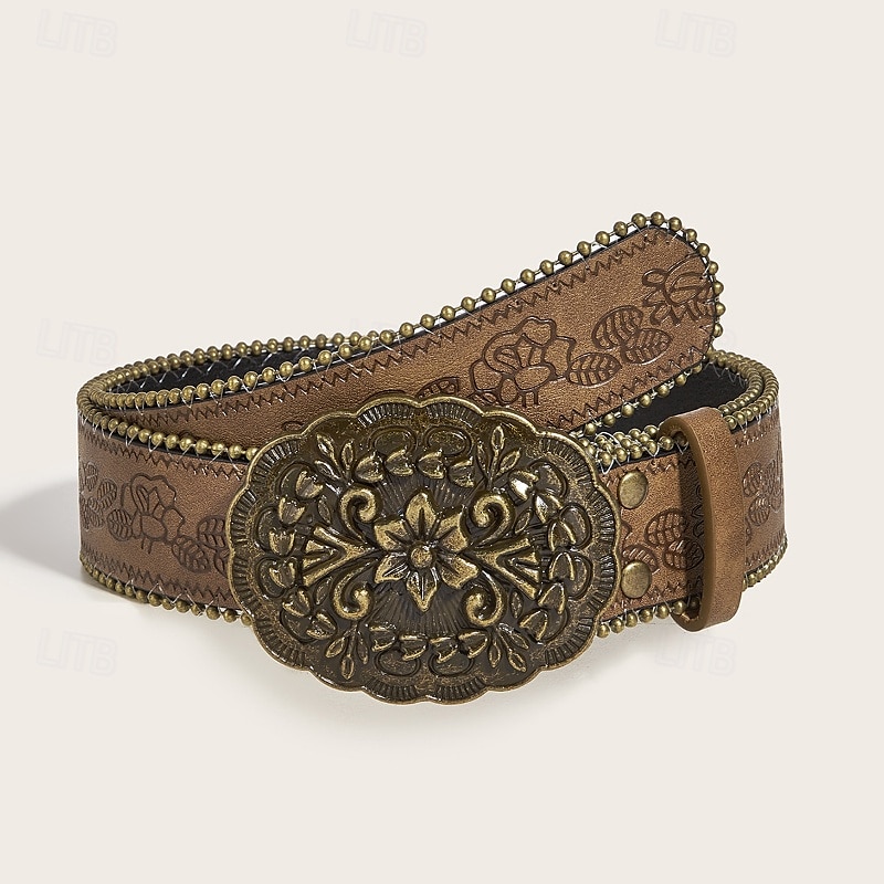 Dame Belte PU Lysegul Lysebrun Kamel Brun Kakifarget Midjebelte Gate Ferie Blomstret 2025 - $16.99 –P1