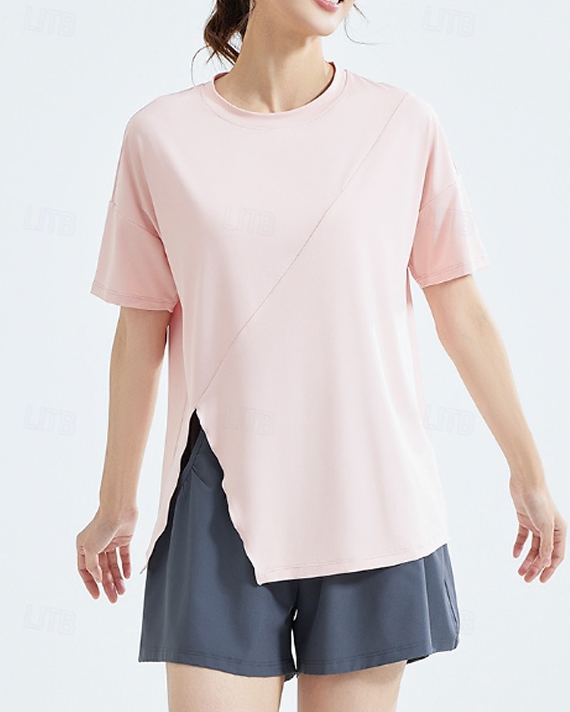 US Open Women's Tops Sport Shirt Tennis Shirt Short Sleeve Split Side Split Tennis Golf Pickleball Crew Neck Solid Colored Top Black White Pink Tennis Clothing 2025 - $13.99 –P1