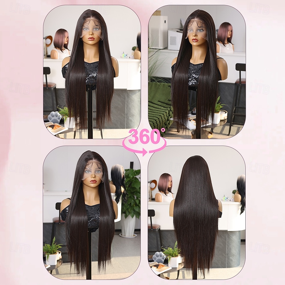 Synthetic Lace Wig Straight Style 32 inch Brown Middle Part 13x6 Lace Front Wig Women's Wig Dark Brown 2025 - $81.99 –P3