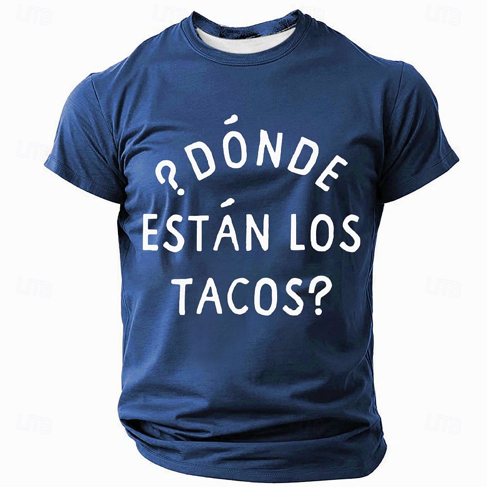 "¿Dónde Están Los Tacos?" חולצת טי גברים מצחיקה - חולצת טי אדומה קצרה 2025 - $17.99 –P1